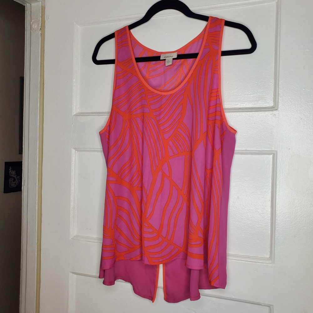 Ambar Vibrant Pink and Orange Tank Top